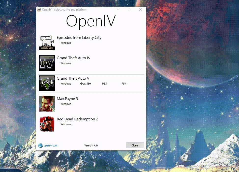 Первая настройка OpenIV