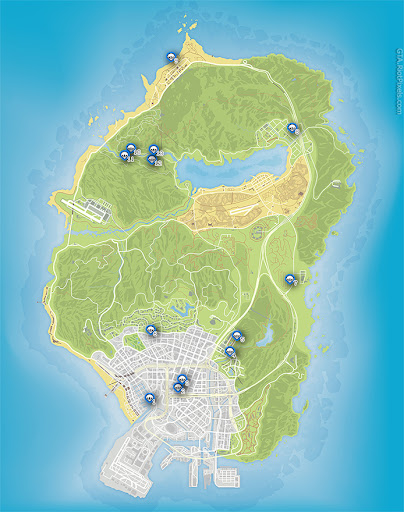 Парапланы (парашюты) в GTA 5 на карте